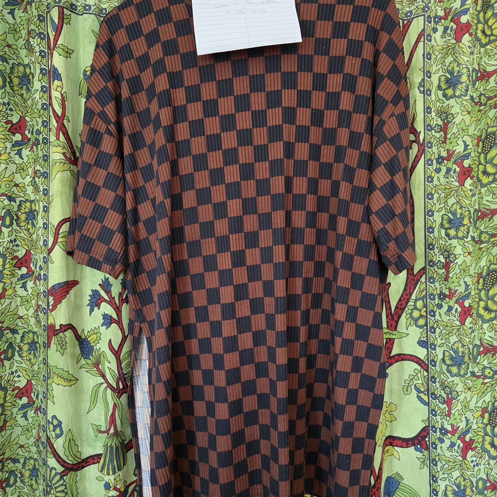 Dressed in LALA Checkered Jumpsuit in Black and Brown